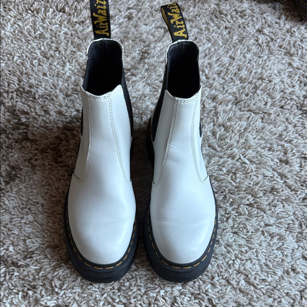 Dr. Martens White Chelsea Booties with Black Soles